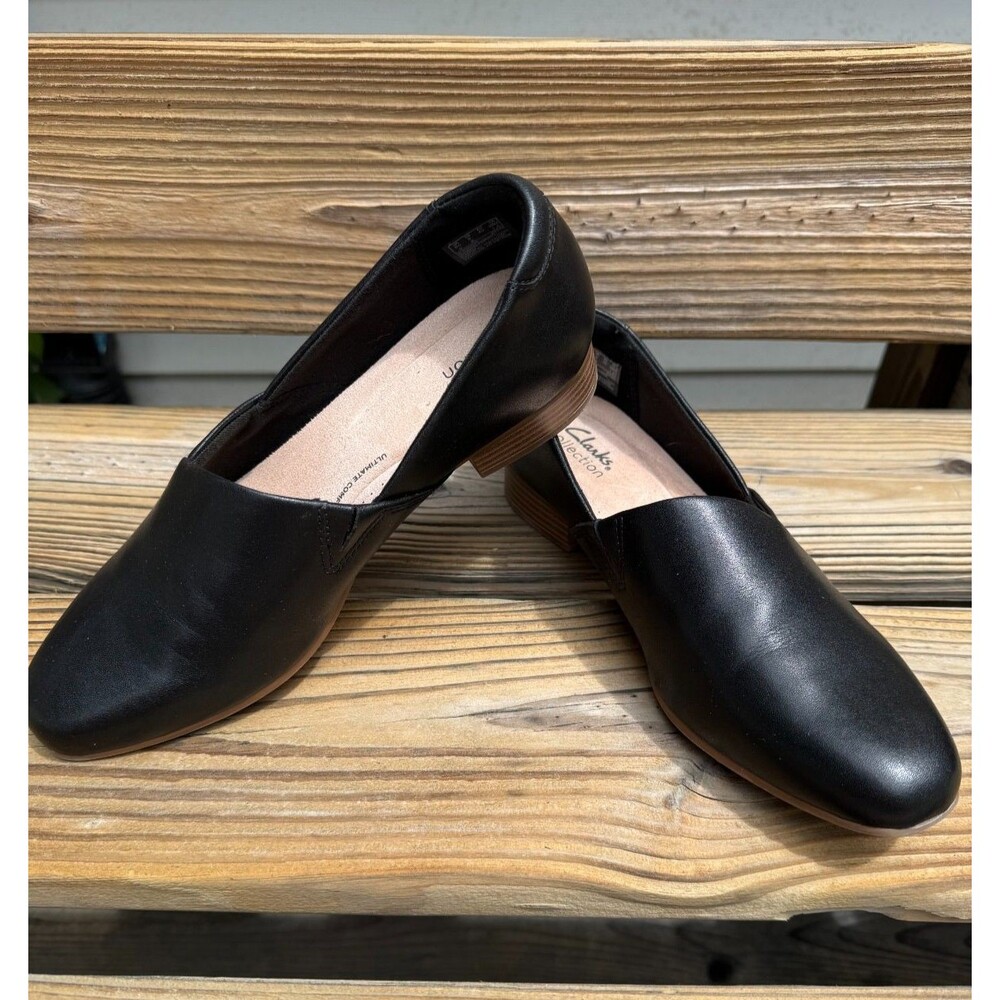 Clarks Breeze Ayla Womens 9M Shoes Black Slip On Comfort Flats Career Loafers